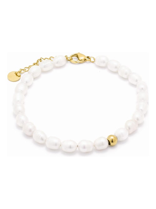 Bracelet de perles blanches Luxenter en or jaune 18 carats - Unwe - Kiabi