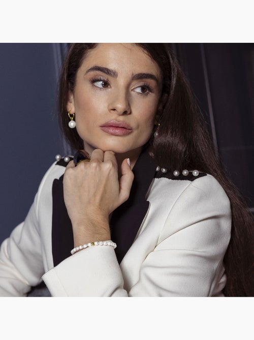 Bracelet de perles blanches Luxenter et plaqué or 18k - Unwe - Kiabi