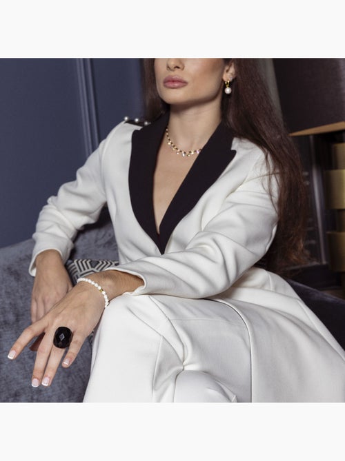 Bracelet de perles blanches Luxenter et plaqué or 18k - Unwe - Kiabi