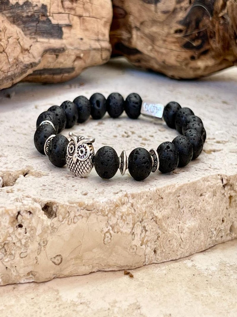 Bracelet de vitalité en pierre de lave Noir - Kiabi