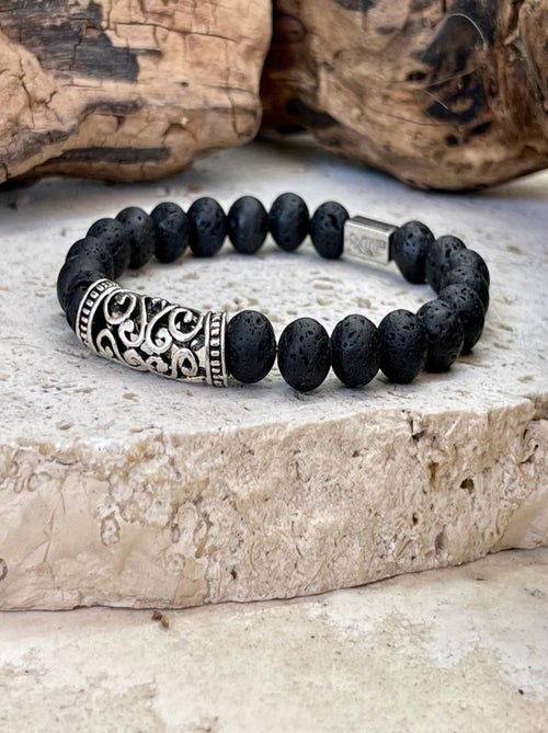 Bracelet de vitalité en pierre de lave - Kiabi