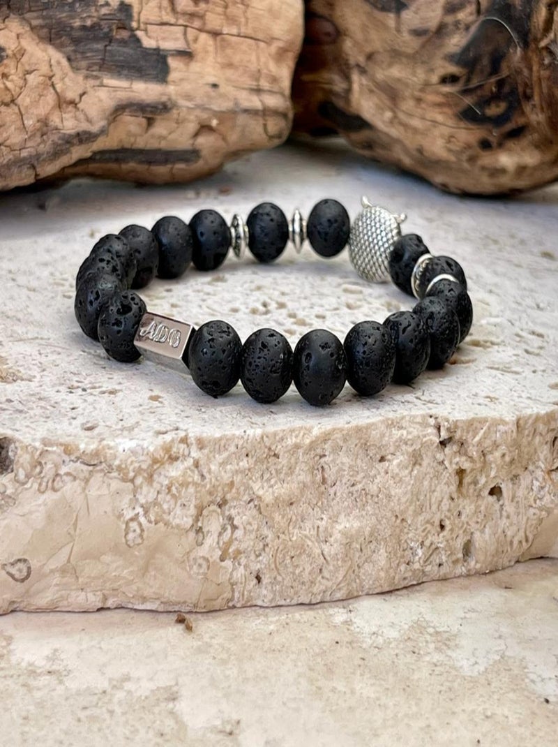 Bracelet de vitalité en pierre de lave Noir - Kiabi