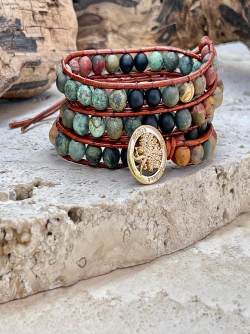Bracelet d'équilibre en perles de jaspe - Kiabi