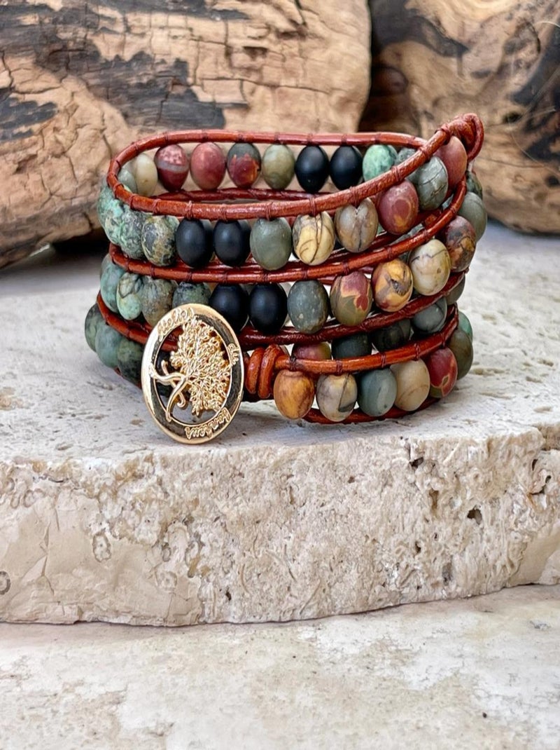 Bracelet d'équilibre en perles de jaspe Marron - Kiabi
