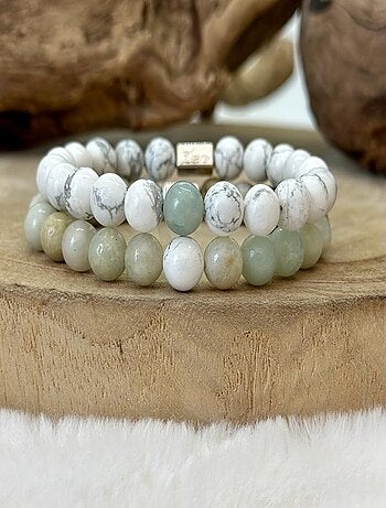 Bracelet distance amazonite et howlite
