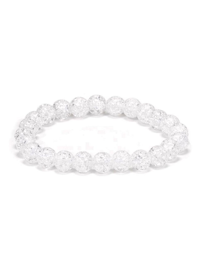 Bracelet élastique cristal de roche irisé Blanc - Kiabi