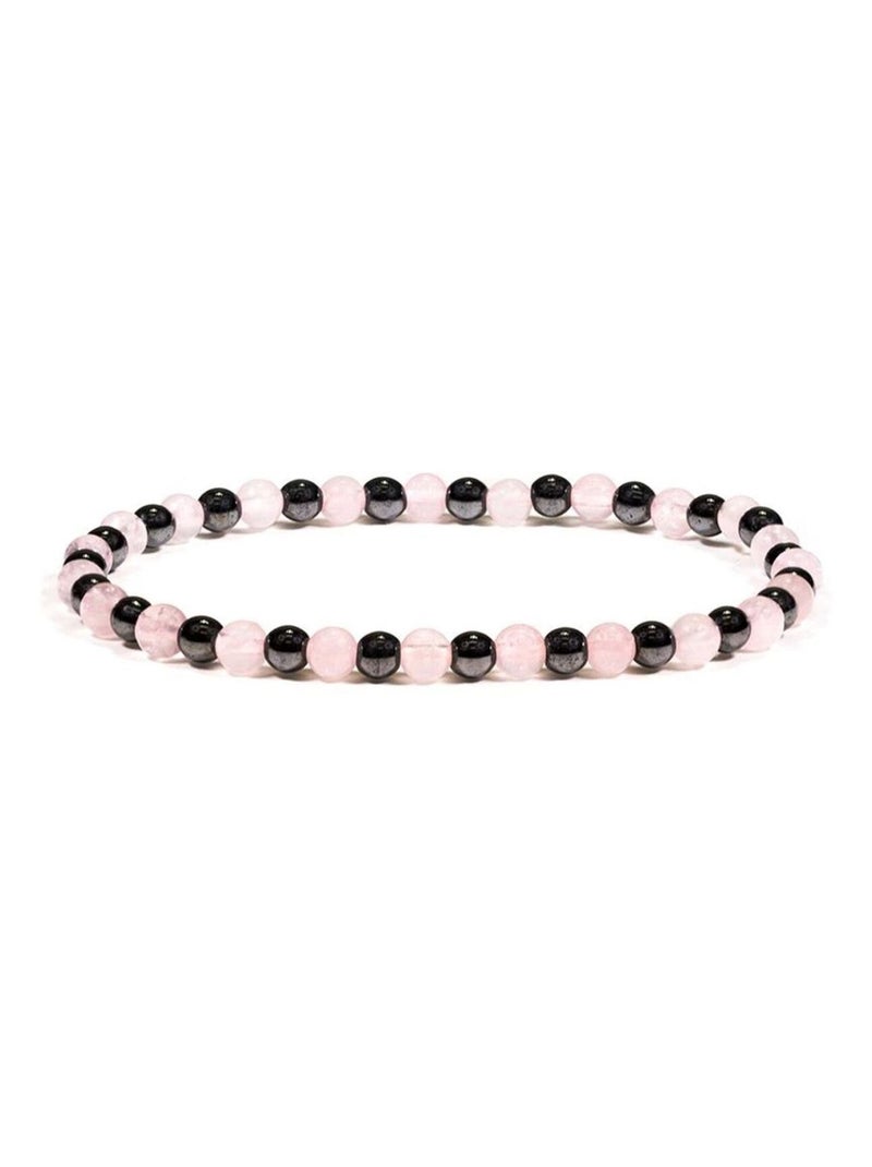 Bracelet élastique hématite et quartz rose Rose - Kiabi