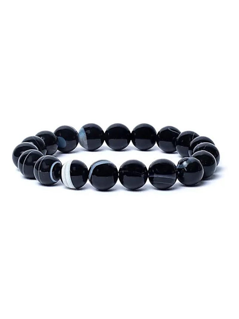 Bracelet élastique oeil de shiva agate qualité AA Noir - Kiabi