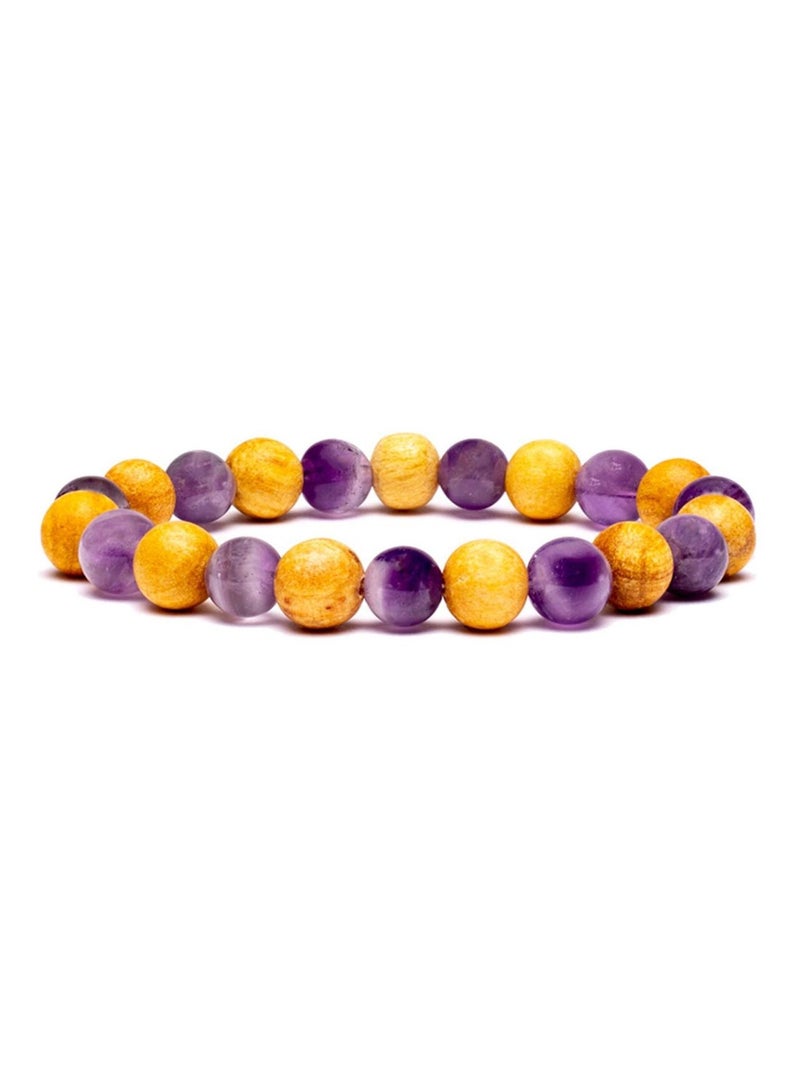 Bracelet élastique palo santo et améthyste Violet - Kiabi