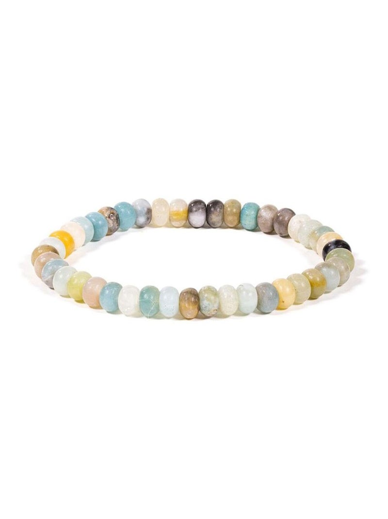 Bracelet élastique perles Amazonite Beige - Kiabi