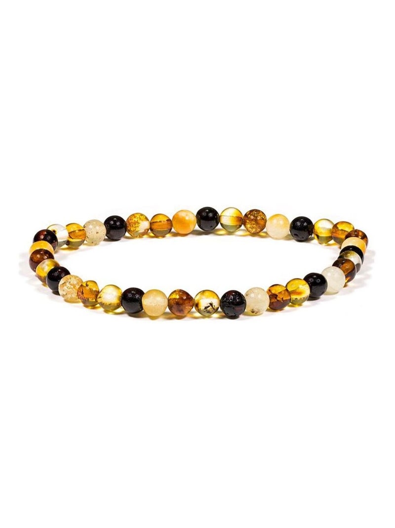 Bracelet élastique pierres d'Ambre Orange - Kiabi