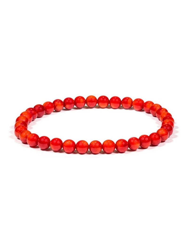 Bracelet élastique pierres de Corail Bambou Orange - Kiabi