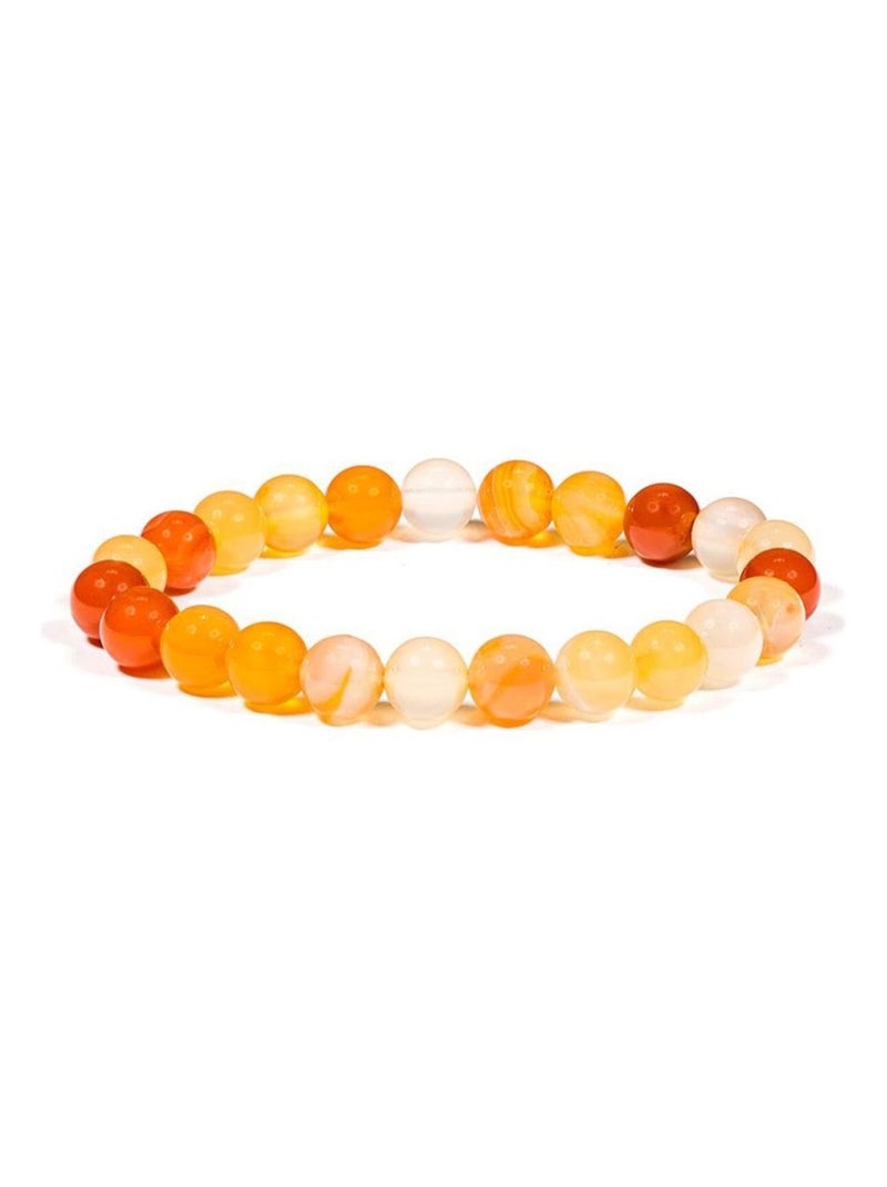 Bracelet élastique pierres de Cornaline Orange - Kiabi