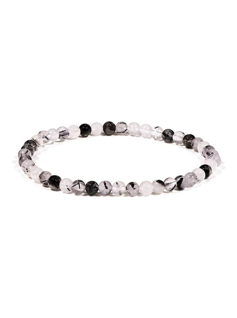 Bracelet élastique pierres de Quartz Tourmaline Noir - Kiabi