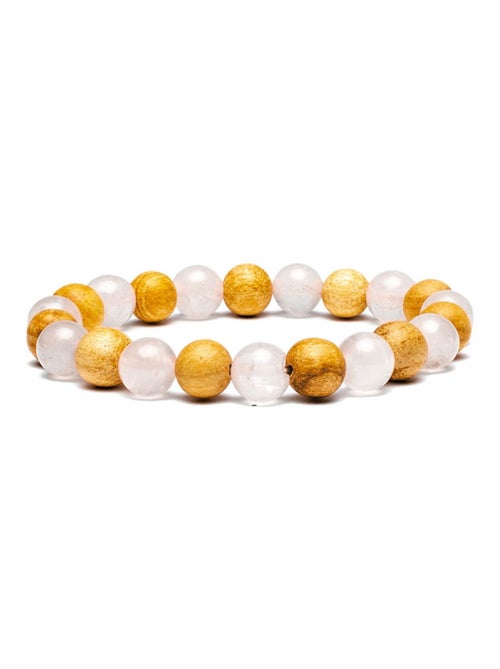 Bracelet élastique quartz rose et palo santo - Kiabi