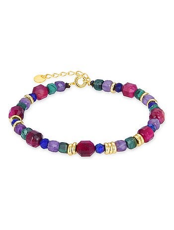 Bracelet en argent 925 Luxenter avec pierre naturelle multicolore et plaqué or 18k - Asela