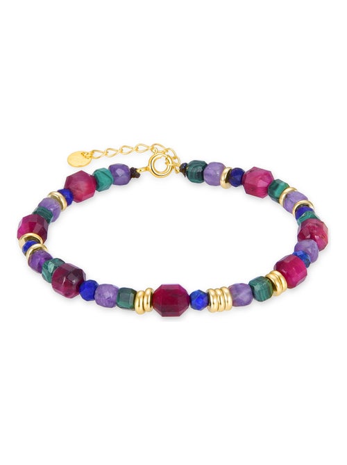 Bracelet en argent 925 Luxenter avec pierre naturelle multicolore et plaqué or 18k - Asela - Kiabi
