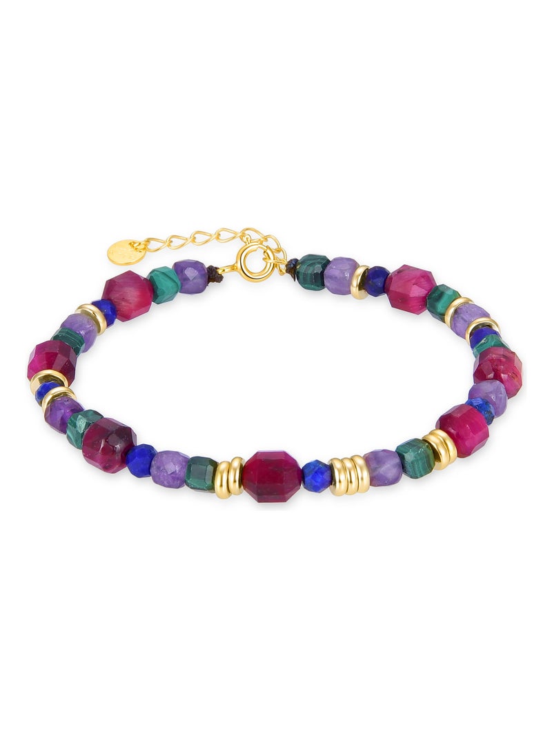 Bracelet en argent 925 Luxenter avec pierre naturelle multicolore et plaqué or 18k - Asela Multicolore - Kiabi