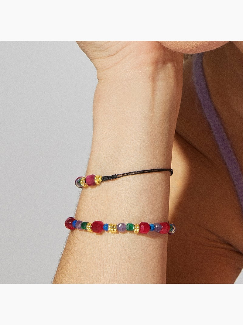 Bracelet en argent 925 Luxenter avec pierre naturelle multicolore et plaqué or 18k - Asela Multicolore - Kiabi