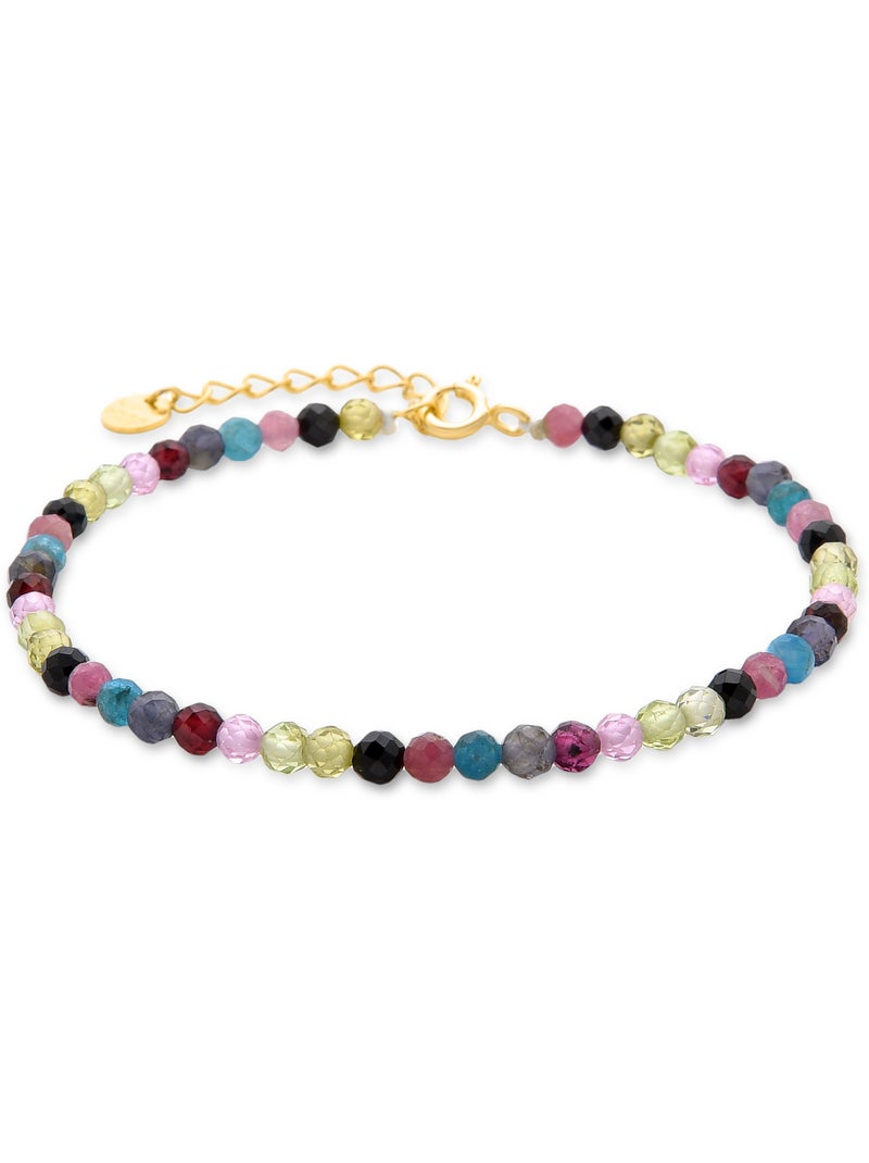 Bracelet en argent 925 Luxenter avec tourmaline multicolore et plaqué or 18k - Salblai Multicolore - Kiabi