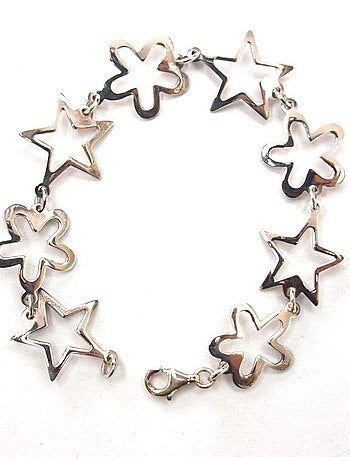 Bracelet en argent étoiles et fleurs, Bijoucolor