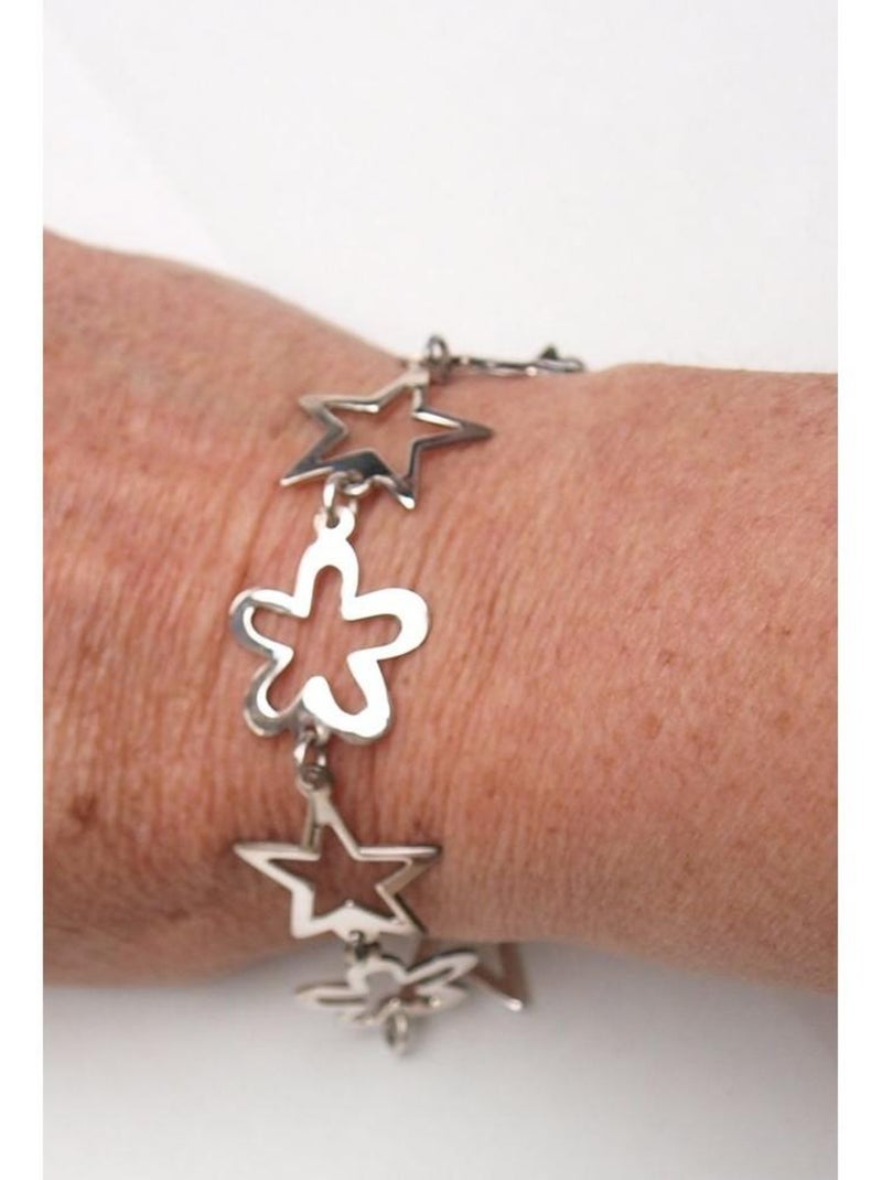 Bracelet en argent étoiles et fleurs, Bijoucolor Argent - Kiabi