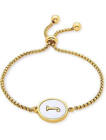 Bracelet en nacre blanc fini en or jaune 18K - lettre J de l’alphabet