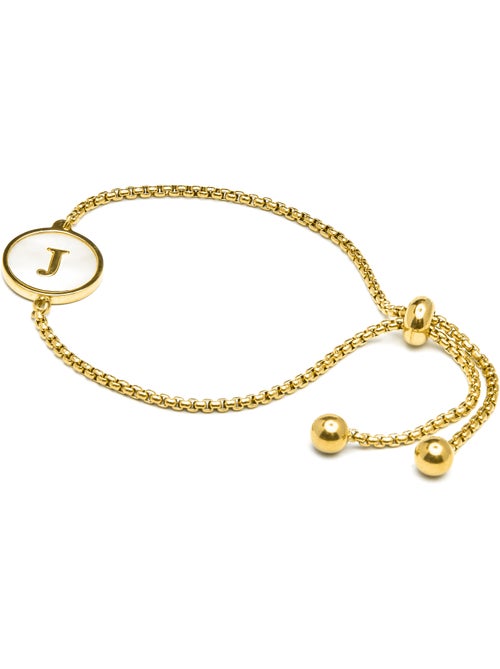 Bracelet en nacre blanc fini en or jaune 18K - lettre J de l’alphabet - Kiabi Bracelet en nacre blanc fini en or jaune 18K - lettre J de l’alphabet - Kiabi