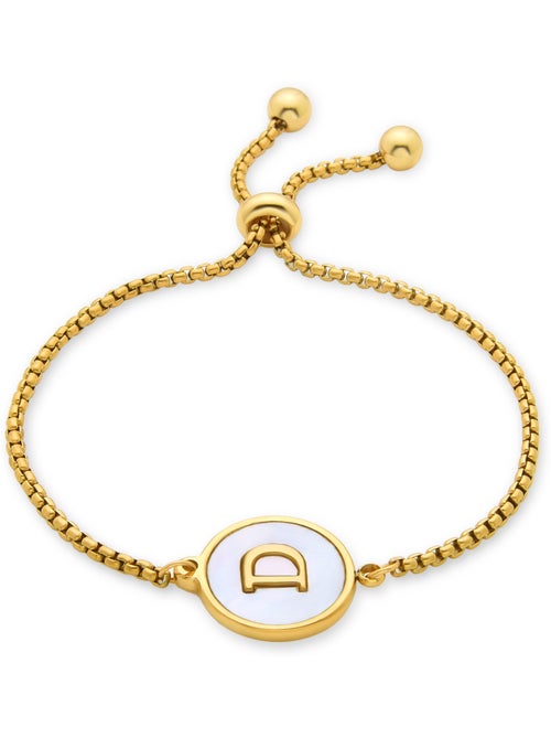Bracelet en nacre blanche fini en or jaune 18 carats - lettre D de l’alphabet - Kiabi Bracelet en nacre blanche fini en or jaune 18 carats - lettre D de l’alphabet - Kiabi