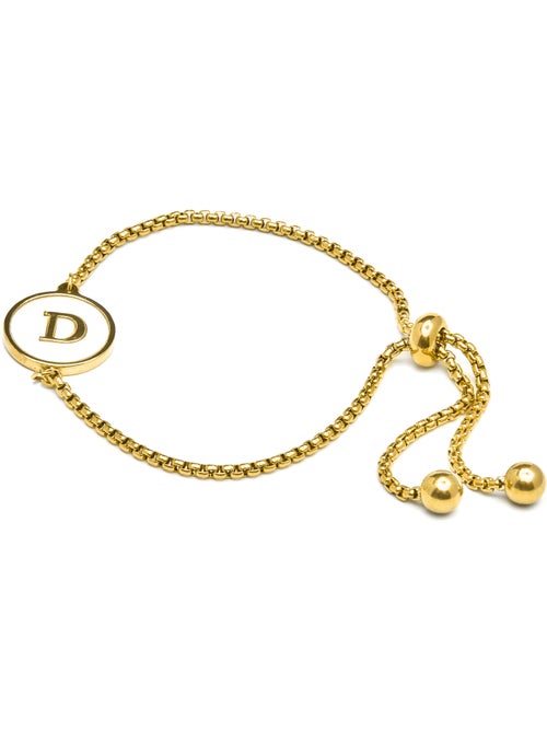 Bracelet en nacre blanche fini en or jaune 18 carats - lettre D de l’alphabet - Kiabi Bracelet en nacre blanche fini en or jaune 18 carats - lettre D de l’alphabet - Kiabi