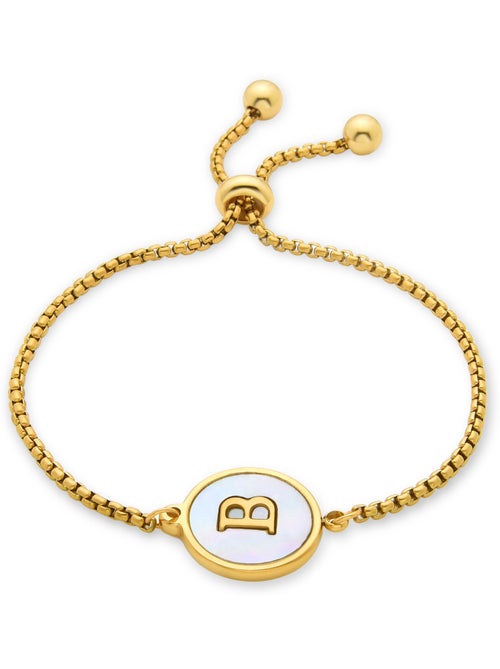 Bracelet en nacre blanche fini en or jaune 18K - lettre B de l’alphabet - Kiabi Bracelet en nacre blanche fini en or jaune 18K - lettre B de l’alphabet - Kiabi