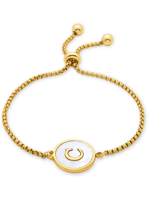 Bracelet en nacre blanche fini en or jaune 18K - lettre C de l’alphabet - Kiabi Bracelet en nacre blanche fini en or jaune 18K - lettre C de l’alphabet - Kiabi