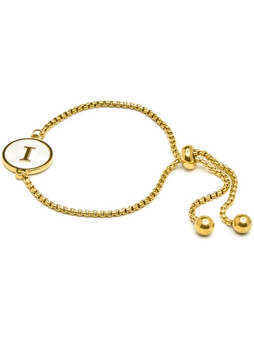 Bracelet en nacre blanche fini en or jaune 18K - Lettre de l’alphabet I - Kiabi Bracelet en nacre blanche fini en or jaune 18K - Lettre de l’alphabet I - Kiabi