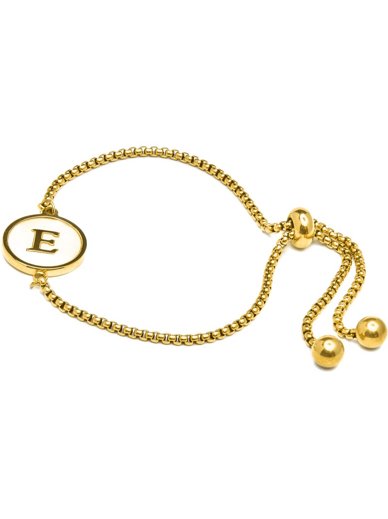 Bracelet en nacre blanche fini en or jaune 18K - lettre E de l’alphabet Argenté - Kiabi