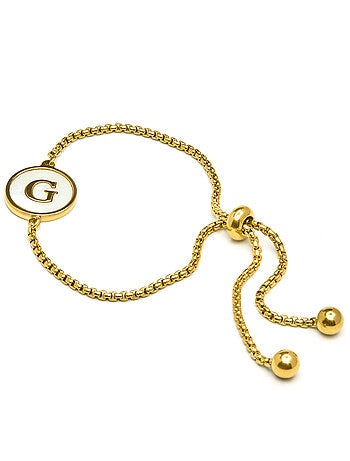 Bracelet en nacre blanche fini en or jaune 18K - lettre G de l’alphabet