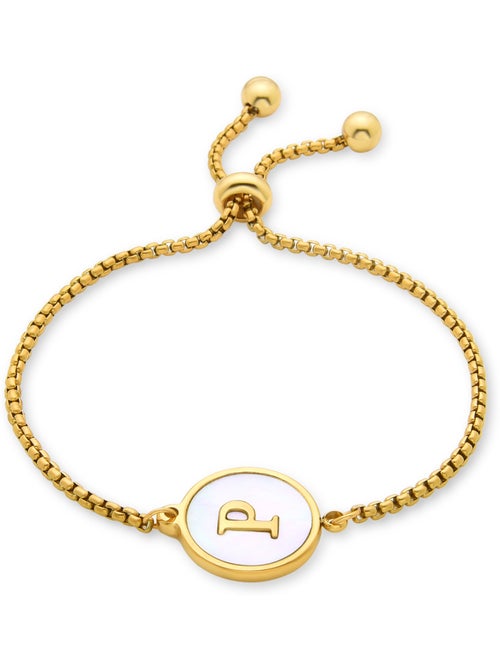 Bracelet en nacre blanche fini en or jaune 18K - lettre P de l’alphabet - Kiabi Bracelet en nacre blanche fini en or jaune 18K - lettre P de l’alphabet - Kiabi