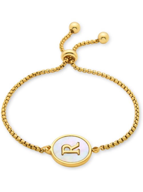 Bracelet en nacre blanche fini en or jaune 18K - lettre R de l’alphabet - Kiabi Bracelet en nacre blanche fini en or jaune 18K - lettre R de l’alphabet - Kiabi