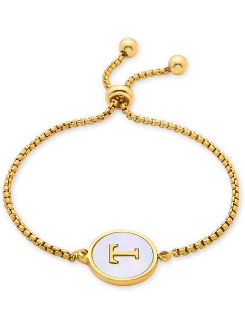 Bracelet en nacre blanche fini en or jaune 18K - lettre T de l’alphabet - Kiabi Bracelet en nacre blanche fini en or jaune 18K - lettre T de l’alphabet - Kiabi