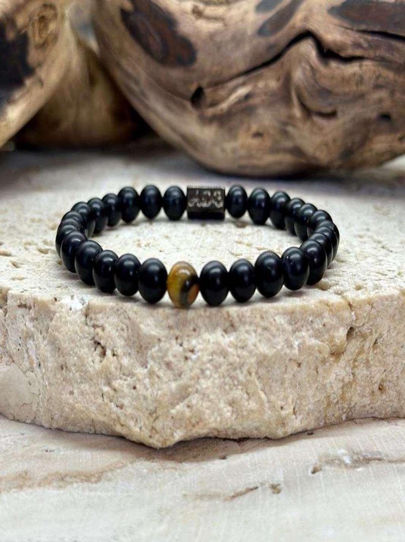 Bracelet en obsidienne  6mm Noir - Kiabi