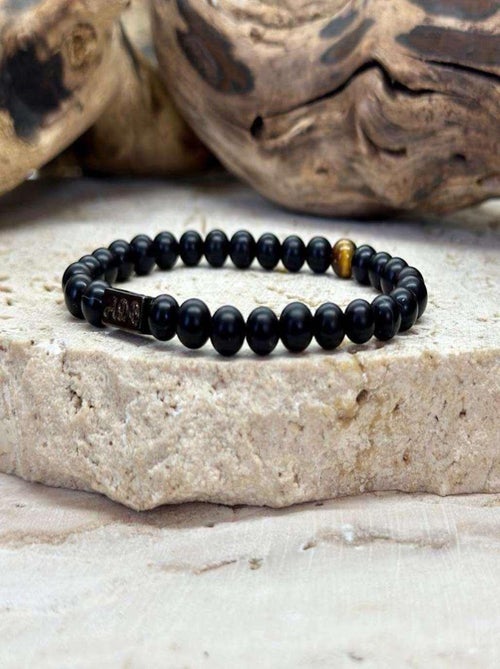 Bracelet en obsidienne  6mm - Kiabi
