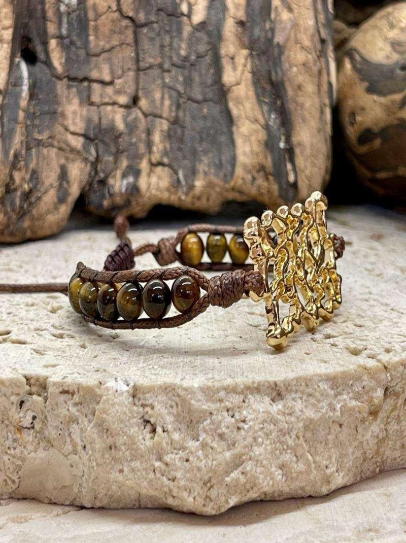 Bracelet équilibre en oeil de tigre Marron - Kiabi