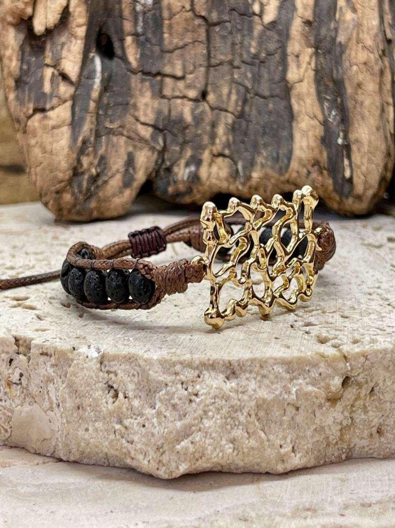 Bracelet équilibre en pierre de lave Noir - Kiabi