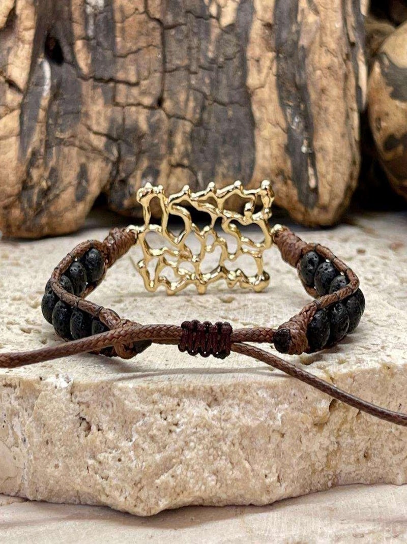 Bracelet équilibre en pierre de lave Noir - Kiabi
