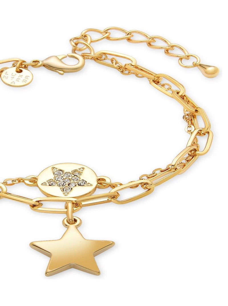 Bracelet étoile en zircone brillante, finition en or jaune 18 carats Multicolore - Kiabi