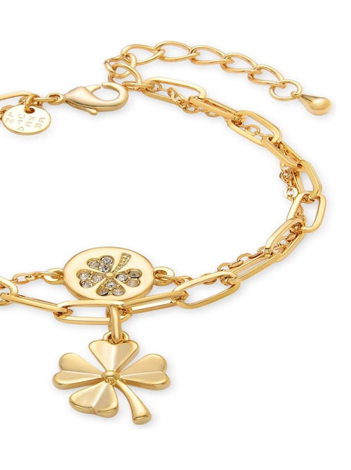 Bracelet fleur en zircone brillante, finition en or jaune 18kt - Kiabi