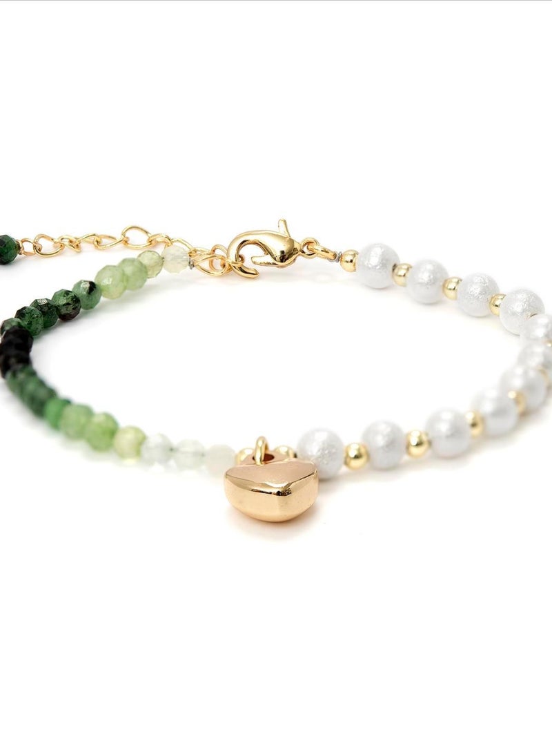 Bracelet Janab en cristal vert avec finition en or jaune 18 carats Vert - Kiabi