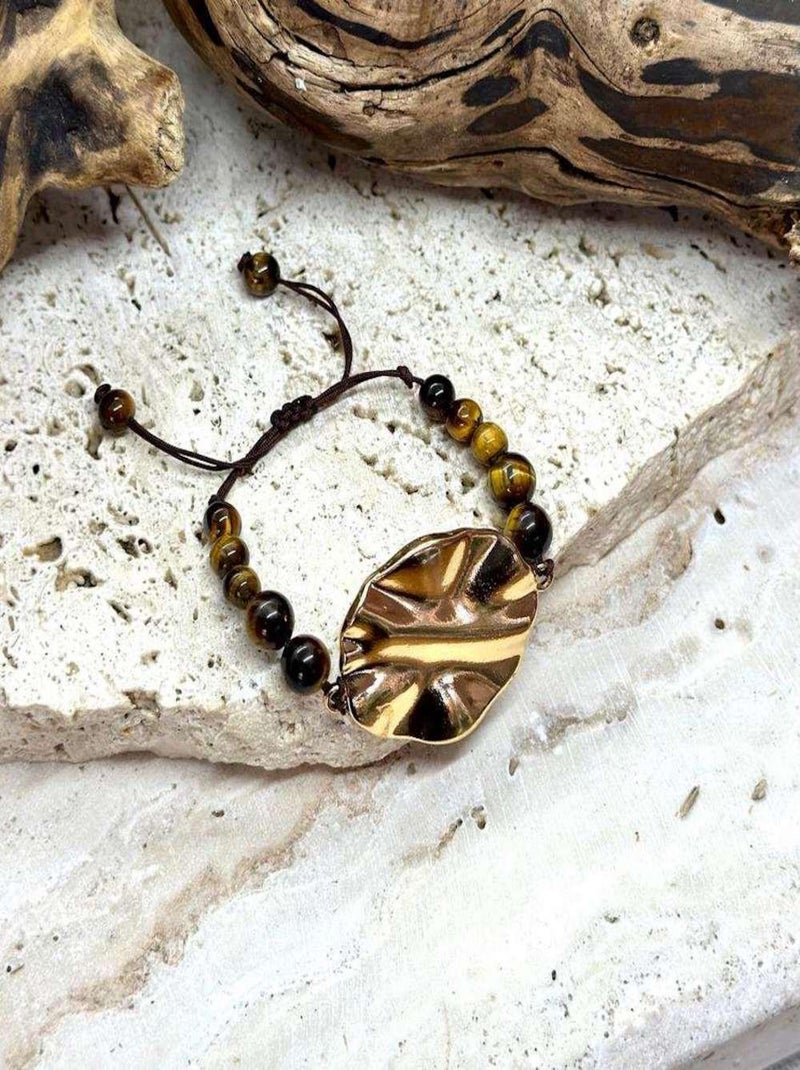 Bracelet joie en œil de tigre Marron - Kiabi
