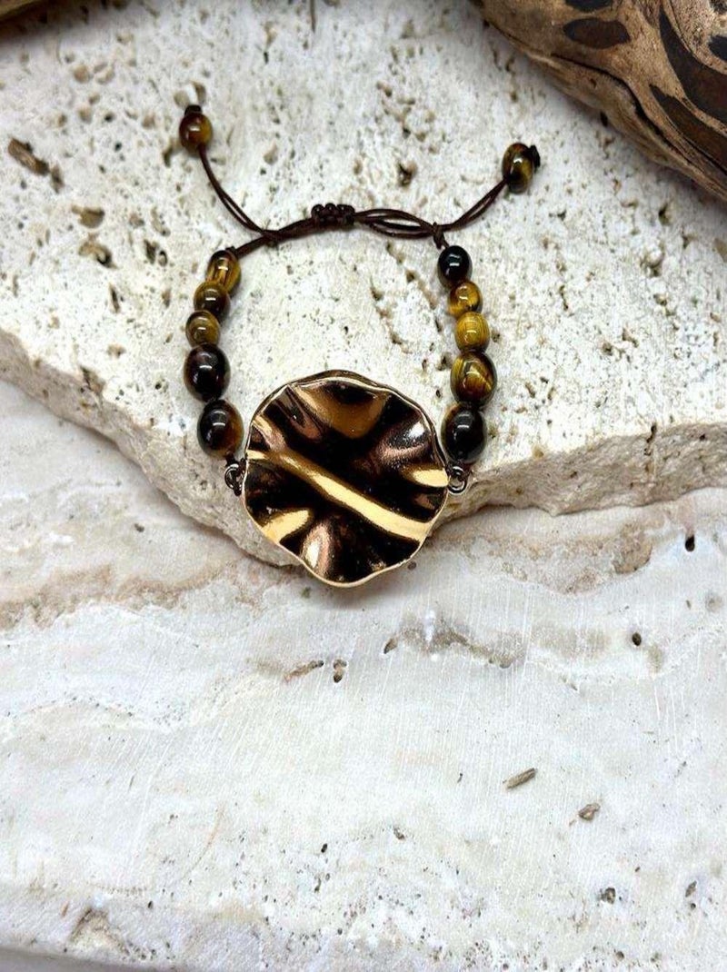 Bracelet joie en œil de tigre Marron - Kiabi