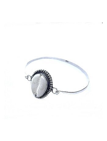 Bracelet jonc en argent et coquillage cauri, Bijoucolor