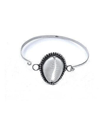 Bracelet jonc en argent et coquillage cauri, Bijoucolor